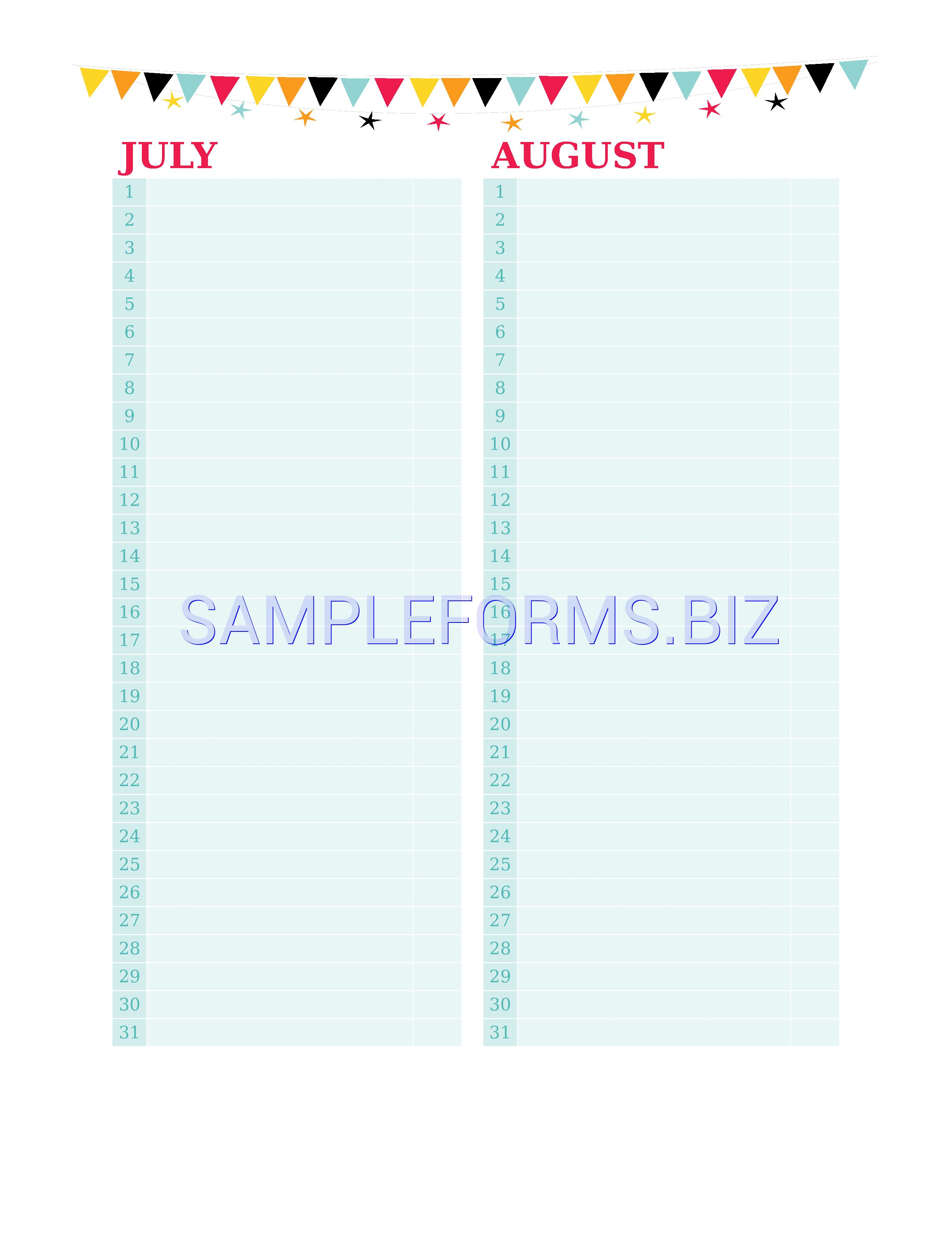 Preview free downloadable Birthday and Anniversary Calendar 3 in PDF (page 4)